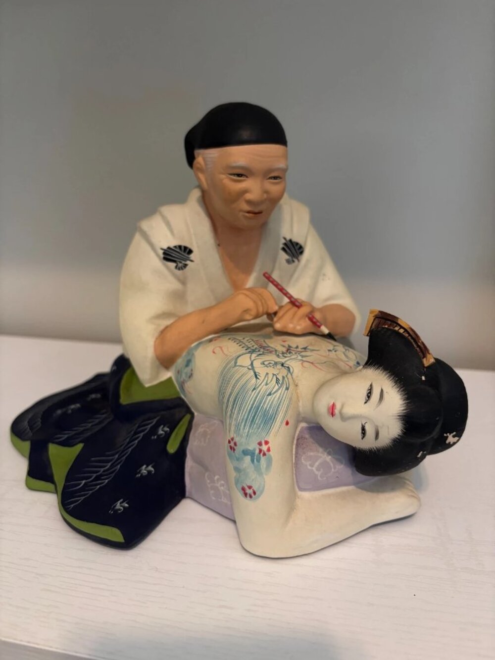 Rare Vintage Hakata Urasaki Tattoo Artist Doll from Japan